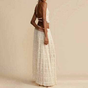 Pleated Halter Dress Set